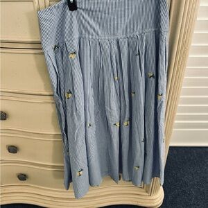 Chic Blue Striped A-Line Skirt with Details seersucker with lemons